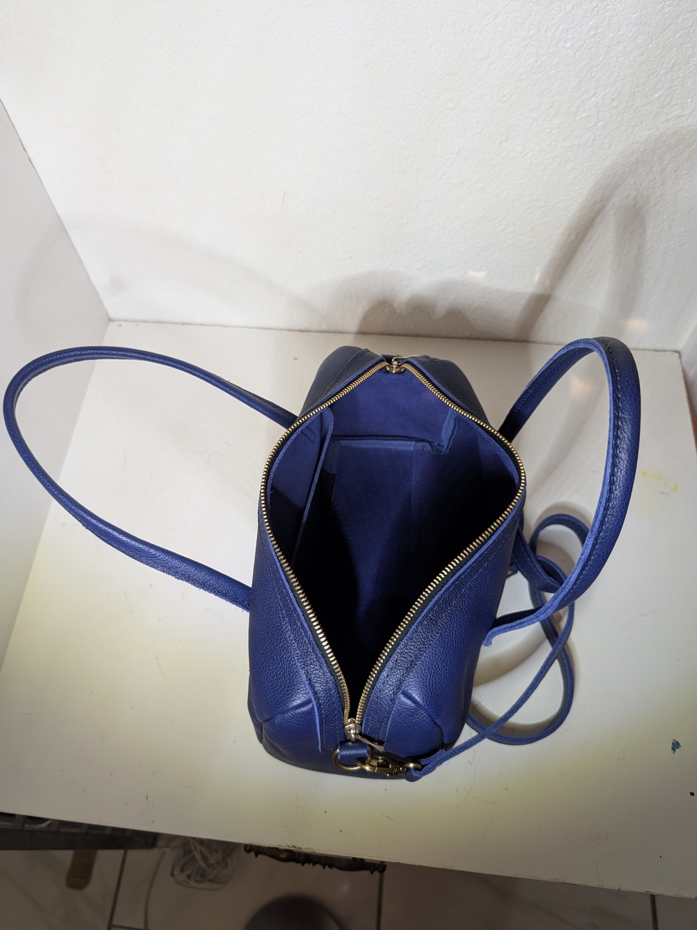 Portland Leather Sloan Doctor Bag, Oversized, Cobalt Blue, Pebbled Leather - Picture 3 of 10